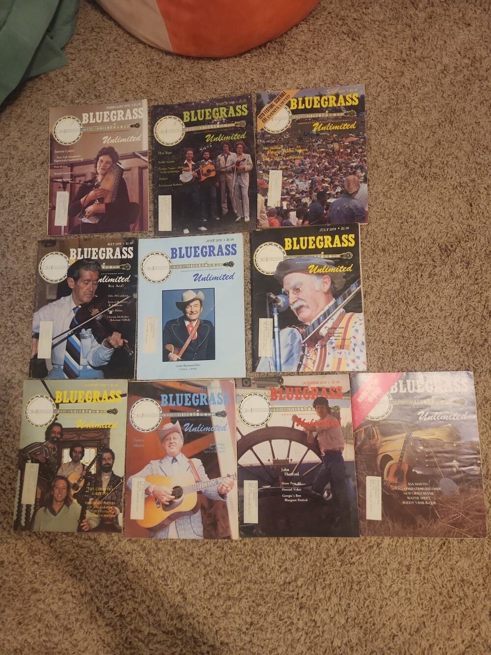 Vintage 1979 Bluegrass Unlimited Magazines, 10 issues Missing January November